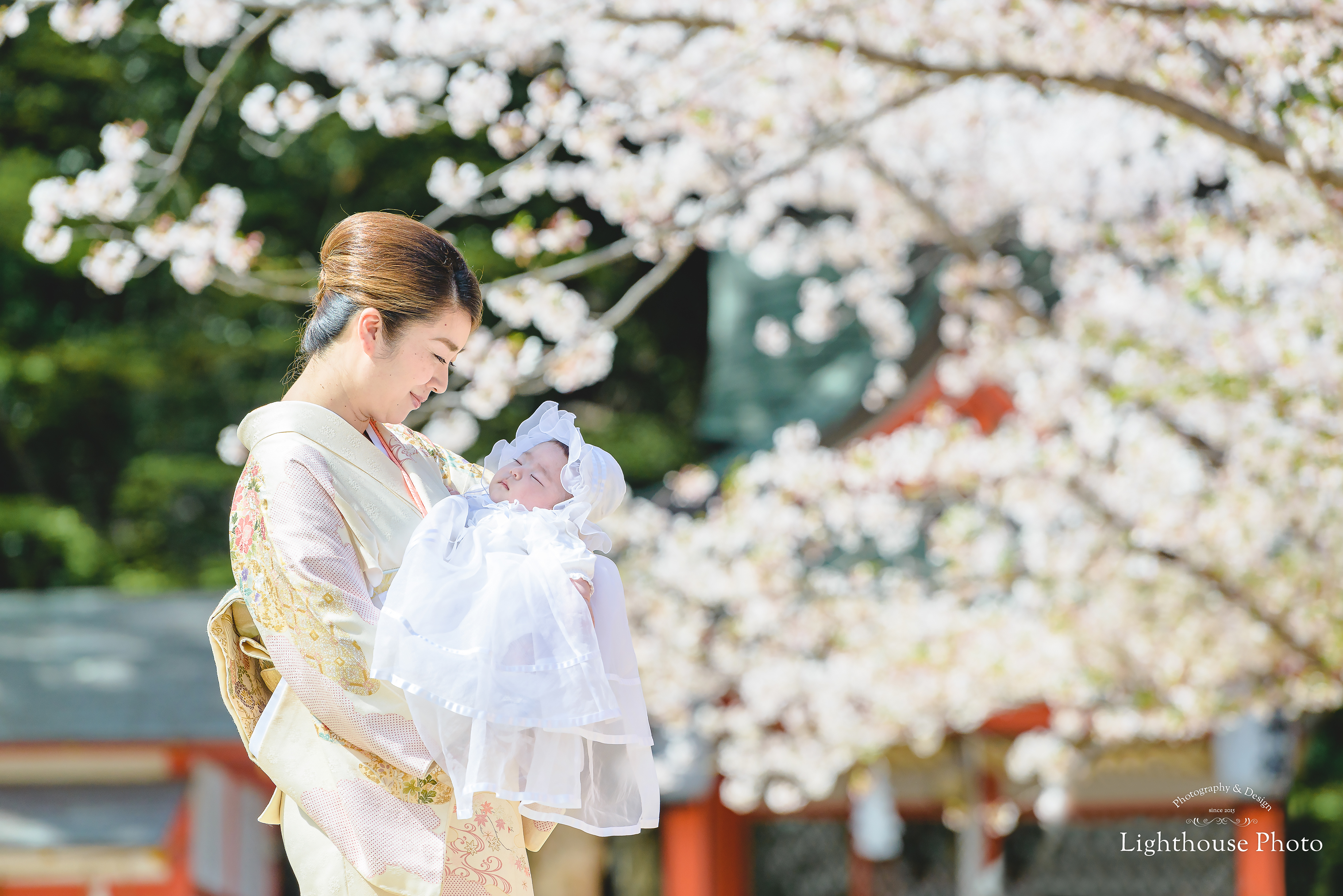 お宮参りのロケーションフォトを桜と一緒に＠生田神社-1