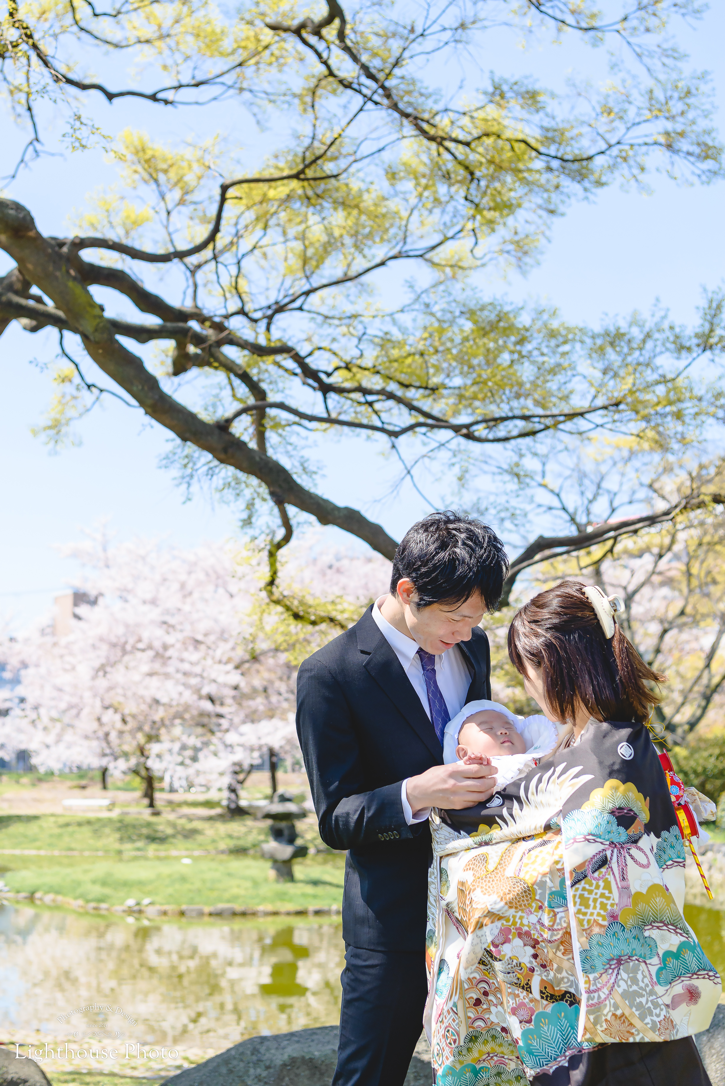 お宮参りの後に、桜のきれいな公園でロケーションフォト＠住吉公園-1