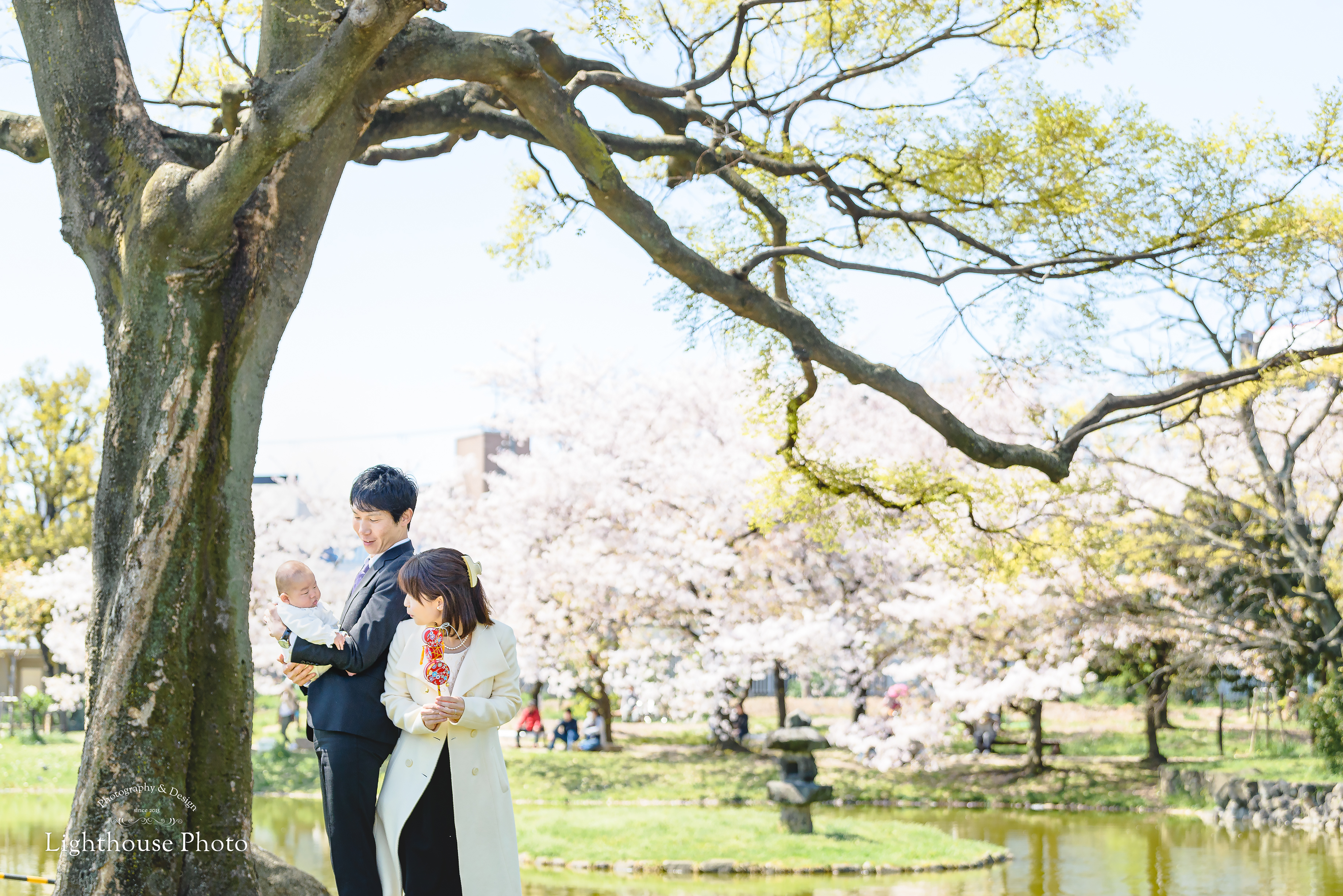 お宮参りの後に、桜のきれいな公園でロケーションフォト＠住吉公園-1